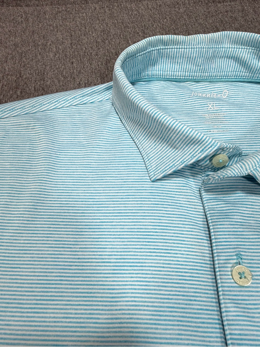 Johnnie O Mens XL Polo Aqua White Style - Lyndon Color - Baja UPF 50